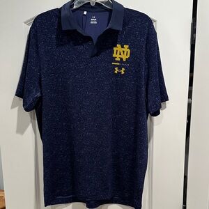 UA Notre Dame Men's Speckled Navy Polo with Gold Logo